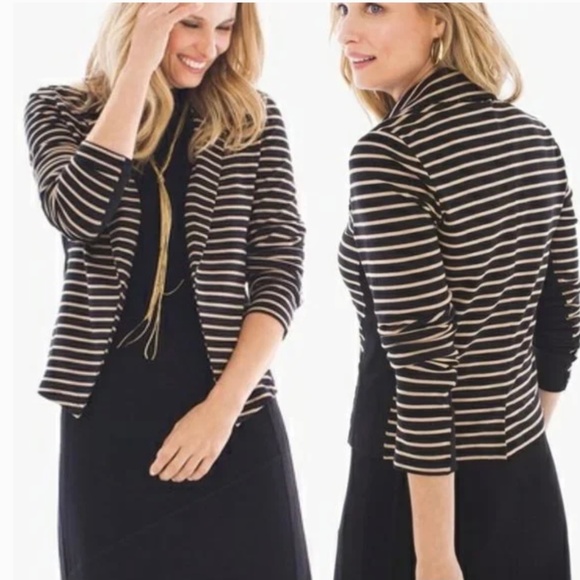 Zenergy by Chico's Open Drape Striped Knit Jacket 2 L - Picture 2 of 8